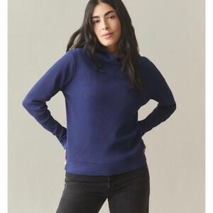 NWOT American Giant Womens Thermal Pullover Hoodie Blue S Lightweight USA Made